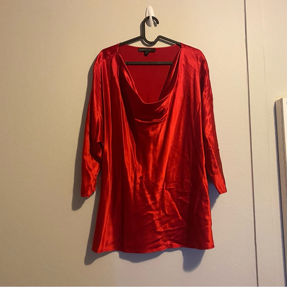 Lafayette 148 New York Red longsleeve Silk top